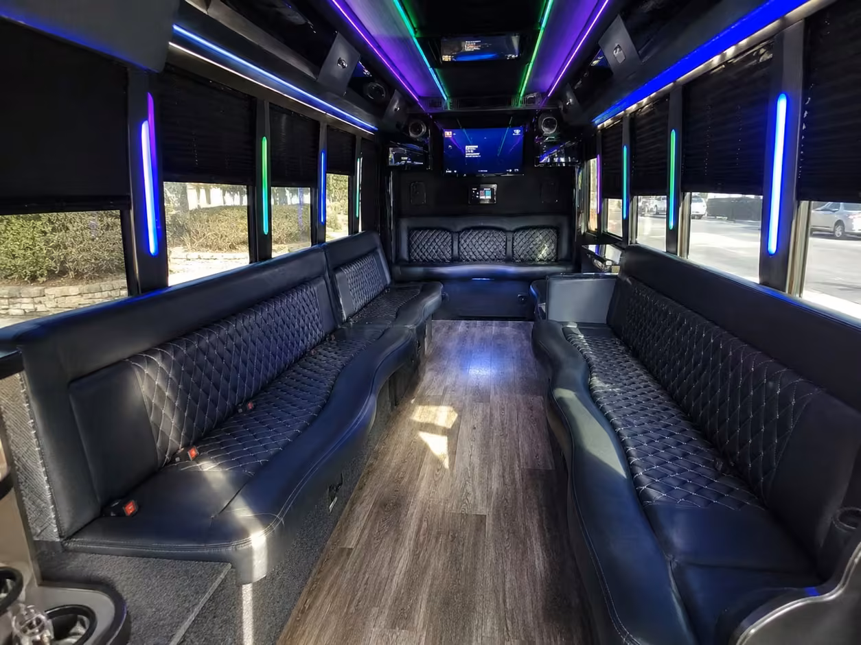 15 passenger party bus interior